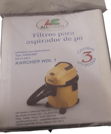 Sacos Descartáveis Karcher WDL 1 - Kit com 3 Unidades